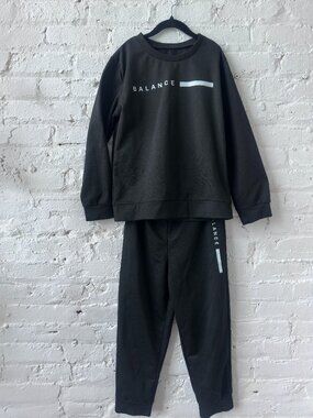 Kids Black Balance Sweatshirt & Jogger Set, size 9-10t